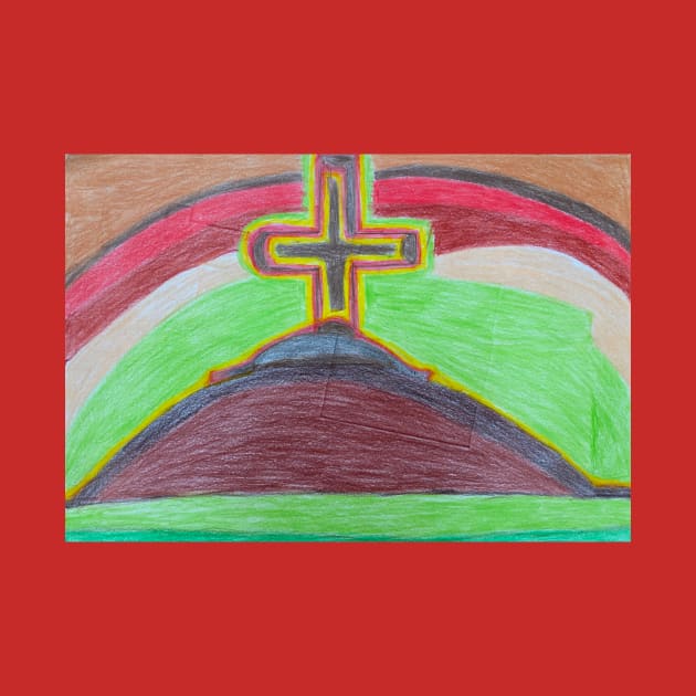 Cross on the Hill with Rainbow Horizon by PodmenikArt