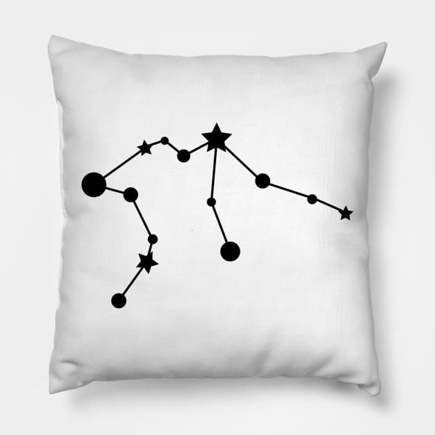 Aquarius Zodiac Constellation in Black Pillow by Kelly Gigi