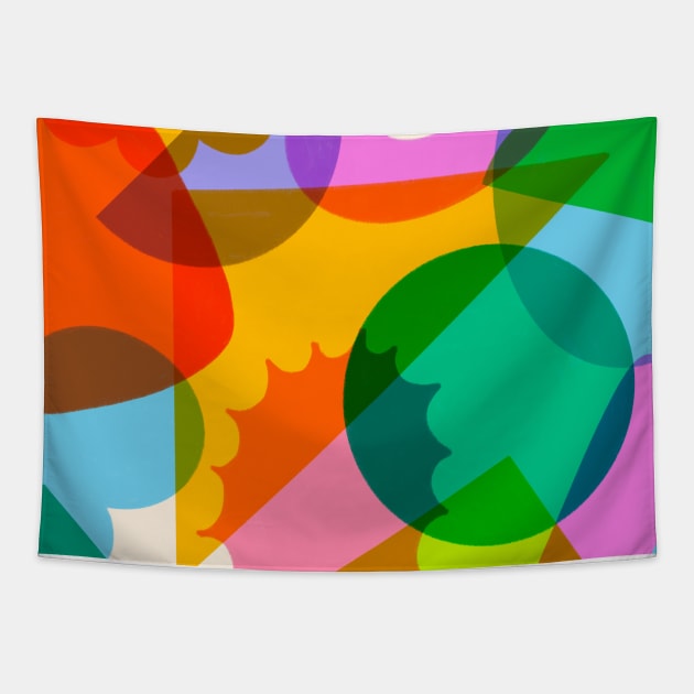 Fun Shapes Colorful Modern Pattern Tapestry by Trippycollage