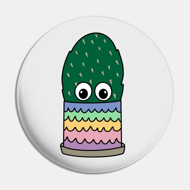 Cute Cactus Design #301: Prickly Pear In Scallop Pot Pin by DreamCactus