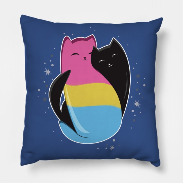 Pansexual Cat LGBT Pride Flag Pillow by Psitta