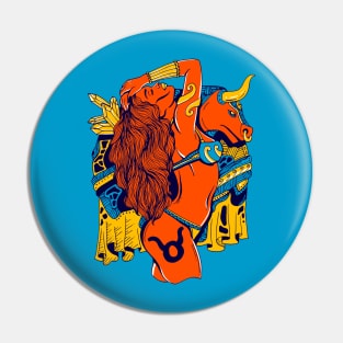 Orange Blue Taurus Beauty Pin