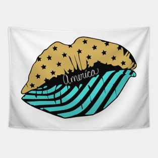 America kiss teal 2 Tapestry