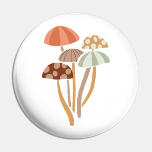 Fun Retro Mushroom Design Pin