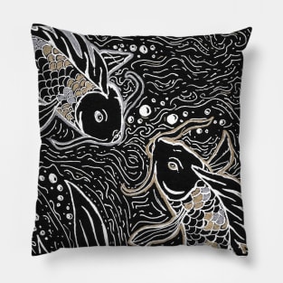 Koi white ink Pillow