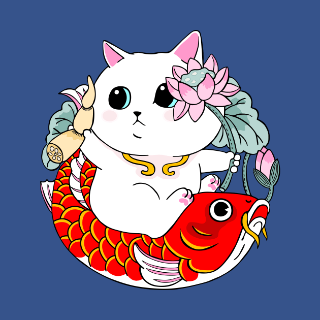 Cat and koi fish by My Happy-Design