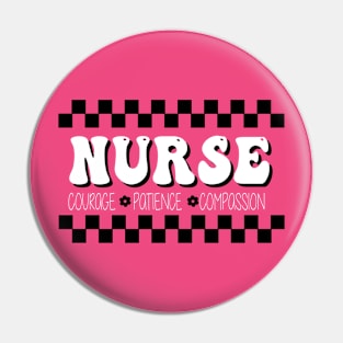 Checkered Nursing Design Pin