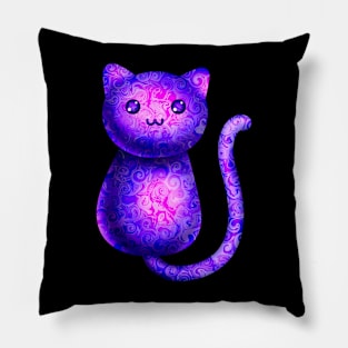 Kitty with Purple Swirls Pillow