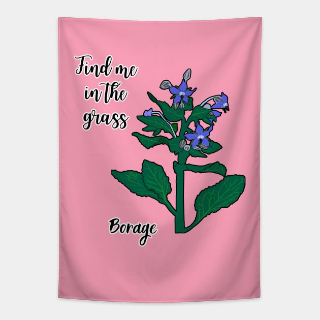 Find me in the grass... Borage Tapestry by Kamila's Ideas