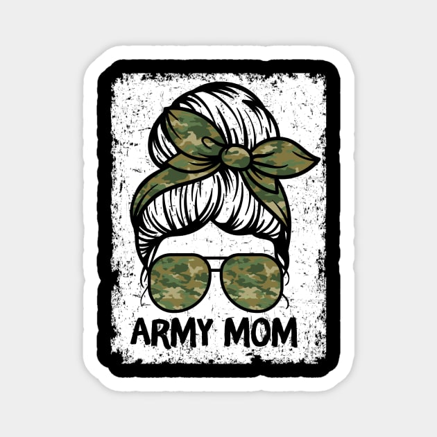 Army Mom Messy Bun Magnet by The WYLD Tribe