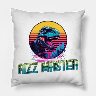 Rizz Master Streetwise Slang - Funny Cool Kids Dinosaur Statement Novelty Graphic Tee Pillow