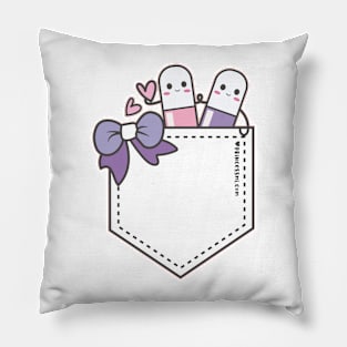 cute pills in pocket cartoon Pillow