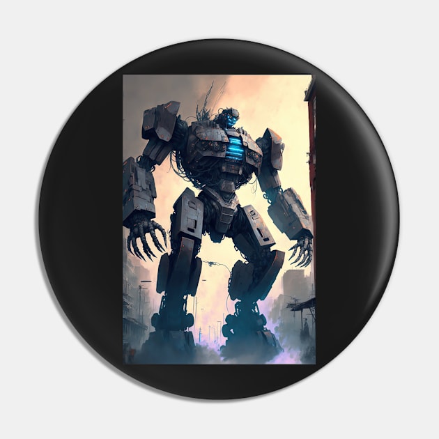 Giant futuristic robot attacking the city Pin by KoolArtDistrict