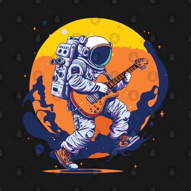 Space Traveller on Distant Planet with Guitar by Graphic Duster