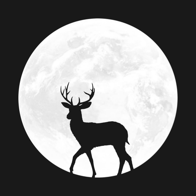 Deer Silhouette in Full Moon by ChapDemo