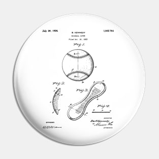 Baseball Patent - Softball Art - Black And White Pin