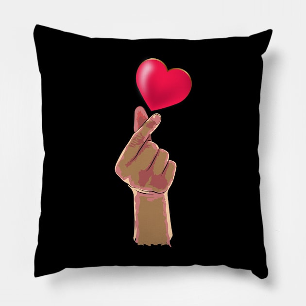 FINGER HEART T-Shirt Pillow by ARTotokromo
