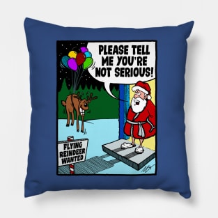 Flying Reindeer Wanted Pillow