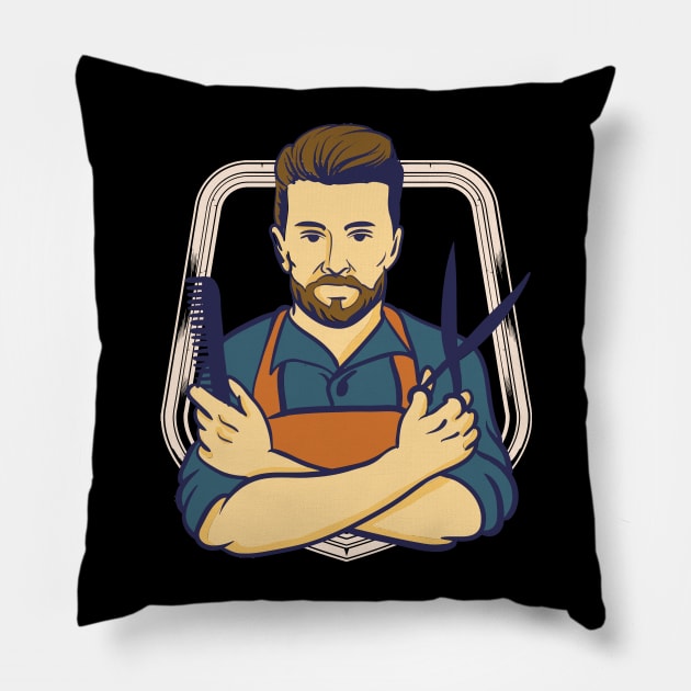 Hairdresser Hairstylist Barber Barbershop Shop Pillow by Shirtbubble