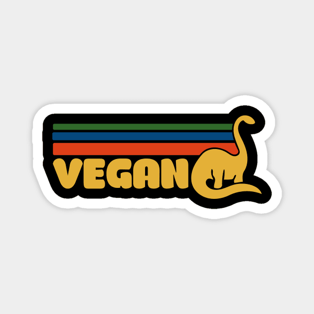 Retro Vegan Dino Magnet by bubbsnugg