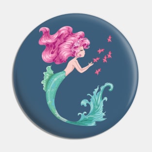 Cartoon Mermaid Pink Hair Fish Pin