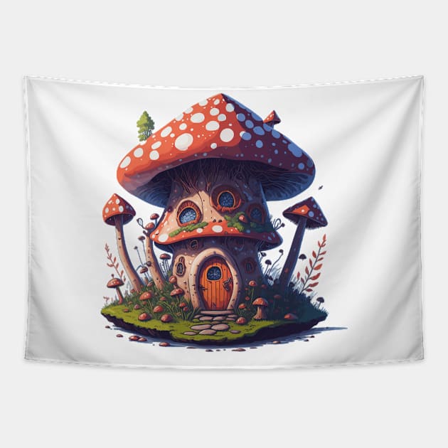 Magic mushroom house Tapestry by arrowdesigns19