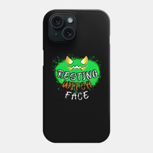 Resting Witch Face Jack O Lantern Green Pumpkin Splat Phone Case