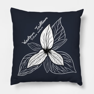 Western Trillium flower line art Pillow