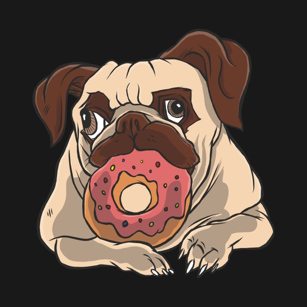 Playful Pug with Donut by SLAG_Creative