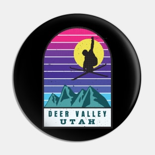 Ski Deer Valley Utah Retro Sunset Pin