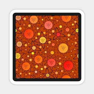 Flower Suns Warm on Red Brown Repeat 5748 Magnet