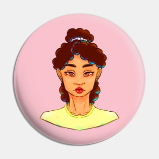 Pretty Girl With Curly Brown Hair And Bright Brown Eyes Pin