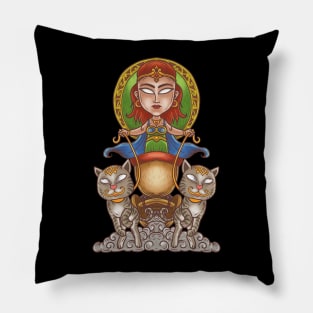 Goddess of the Norse: Viking Goddess Freya and Her Feline Chariot Pillow