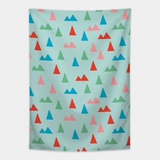 Minimalist triangles geometric pattern in light blue Tapestry