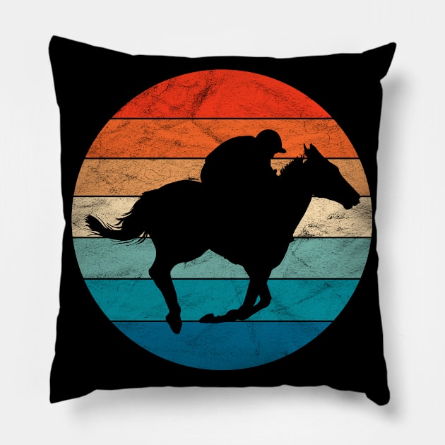 Vintage  Horse and Rider Galloping Pillow by ChadPill