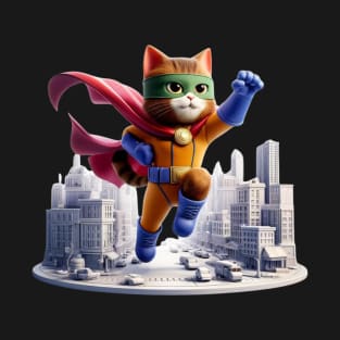 Superhero Cat to the Rescue – Urban Vigilante Sticker T-Shirt