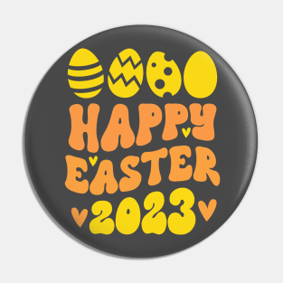 Happy Easter 2023 Eggs Yellow Pin