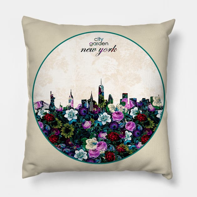 new york skyline Pillow by BekimART