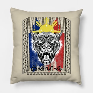 Philippine Flag Tribal line Art Tiger / Baybayin word Bisayas (Visayas) Pillow