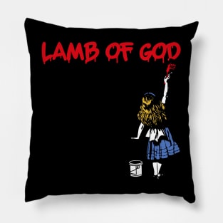 lamb red girl Pillow