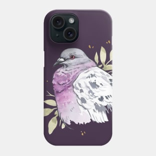 Purple Watercolor Pigeon Phone Case