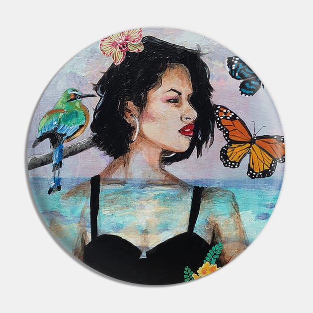 Portrait of Selena Quintanilla Pin by Deanna Larmeu