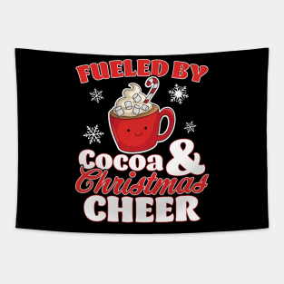 Fueled by Cocoa and Christmas Cheer Funny Hot Chocolate Xmas Tapestry