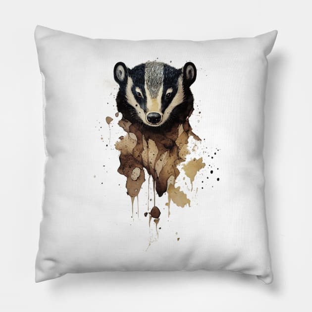 British badger ink splash. Pillow by DEGryps