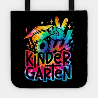 Peace Out Kindergarten Graduate Last Day Of School Tie Dye Tote