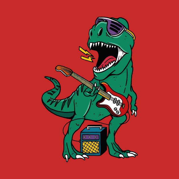 Rockin' T-Rex: Electric Guitar-Wielding Dinosaur by WorldDinosaurs