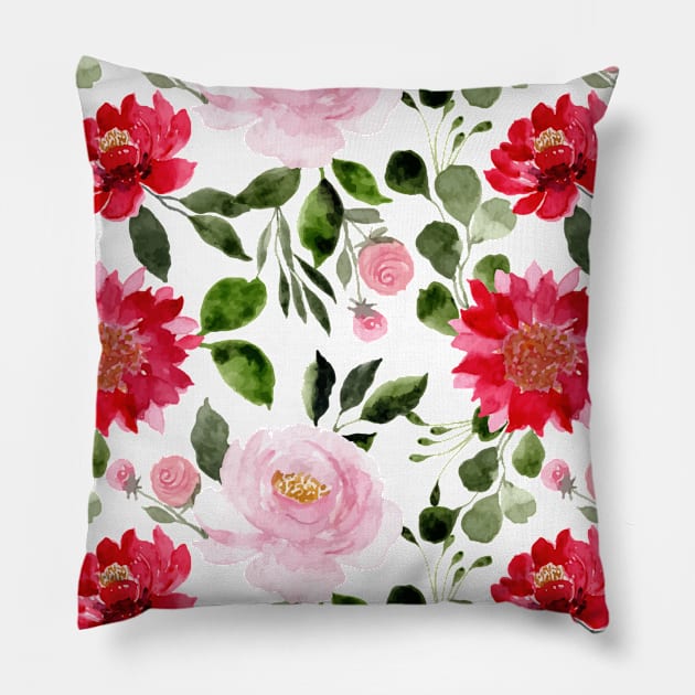 Beautiful cute floral watercolors summer flowers face mask pattern Pillow by Ken Adams Store