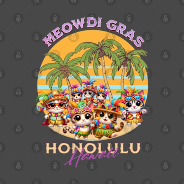 Cats carnival in Honolulu Hawaii Meowdi Gras by BrisaArtPrints