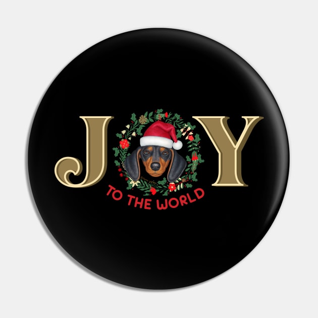 Dachshund Joy to the World Pin by Danny Gordon Art