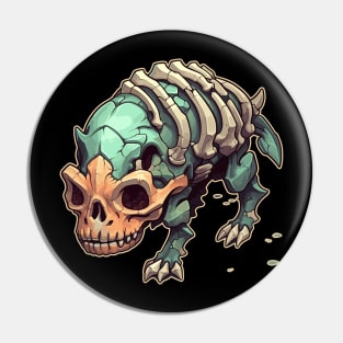 Skeleton Scary Chibi Triceratops Isometric Dinosaur Pin